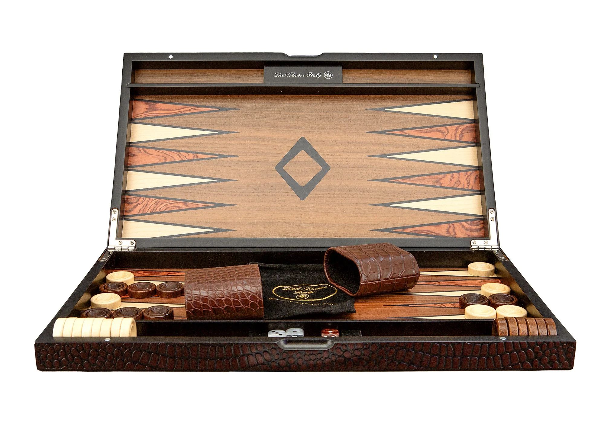 15" Wooden Crocodile - Brown - Backgammon - Dal Rossi - Image 2