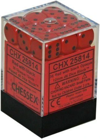 Red/Black Opaque 12mm D6 Block (36)