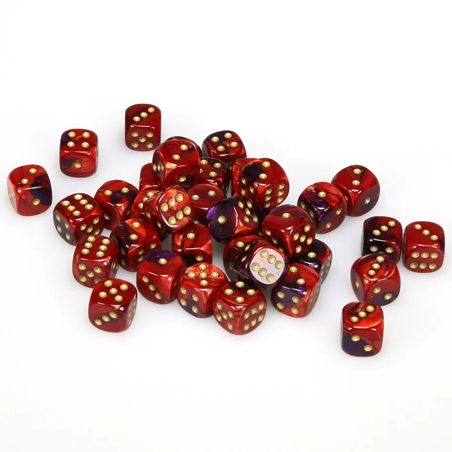 CHX26826 Gemini 12mm d6 Purple-Red/gold Dice Block (36 dice) Chessex