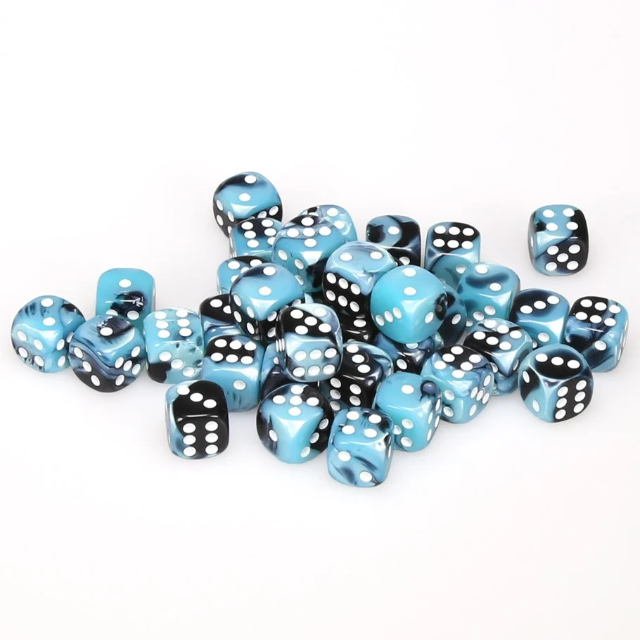 CHX26846 Gemini 12mm d6 Black-Shell/white Dice Block (36 dice) Chessex