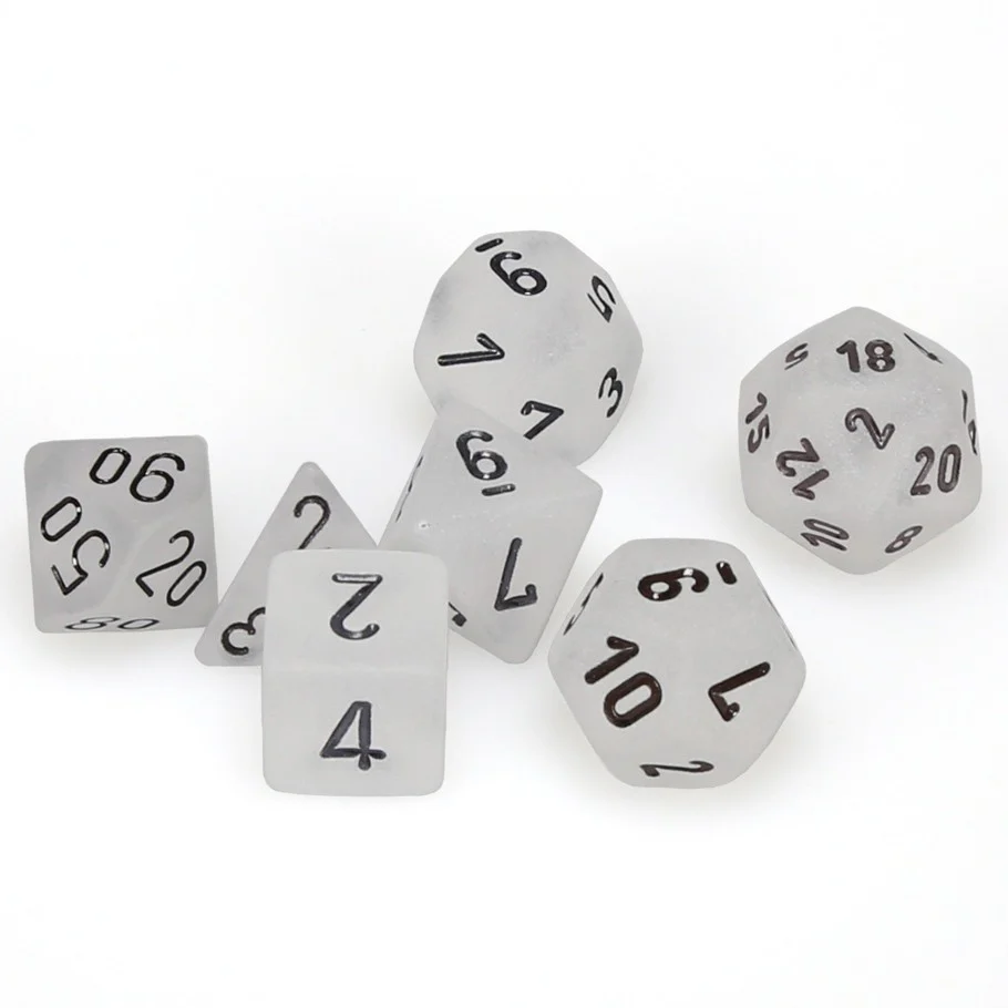 CHX27401 Frosted Polyhedral Clear/black 7-Die Set Chessex