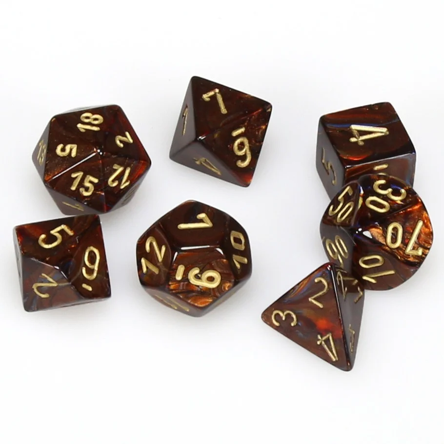 CHX27419 Scarab Polyhedral Blue Blood/gold 7-Die Set Chessex