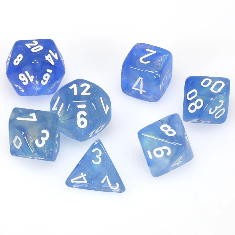 CHX27426 Borealis Polyhedral Sky Blue/white 7-Die Set Chessex