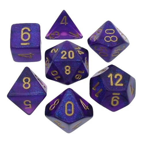 CHX27467 Borealis Polyhedral Royal Purple/gold 7-Die Set Chessex