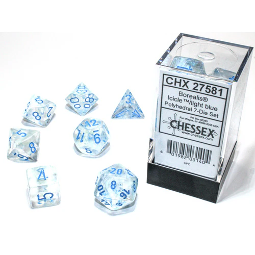CHX27581 Borealis Luminary Polyhedral Icicle-Light Blue 7-Die Set Chessex