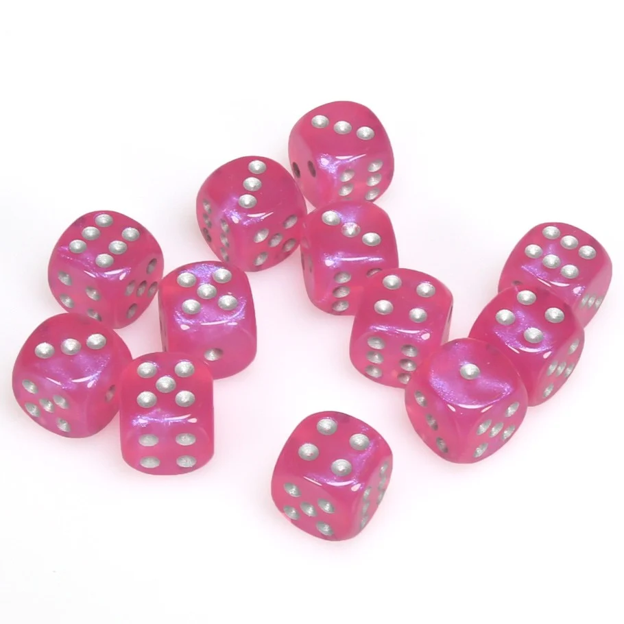 CHX27604 Borealis 16mm d6 Pink/silver Dice Block Chessex