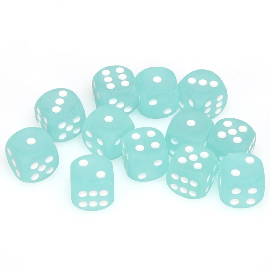CHX27605 Frosted 16mm d6 Teal/white Dice Block Chessex