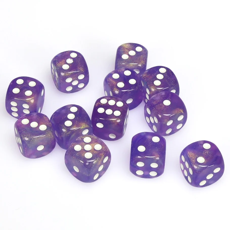 CHX27607 Borealis 16mm d6 Purple/white Dice Block Chessex
