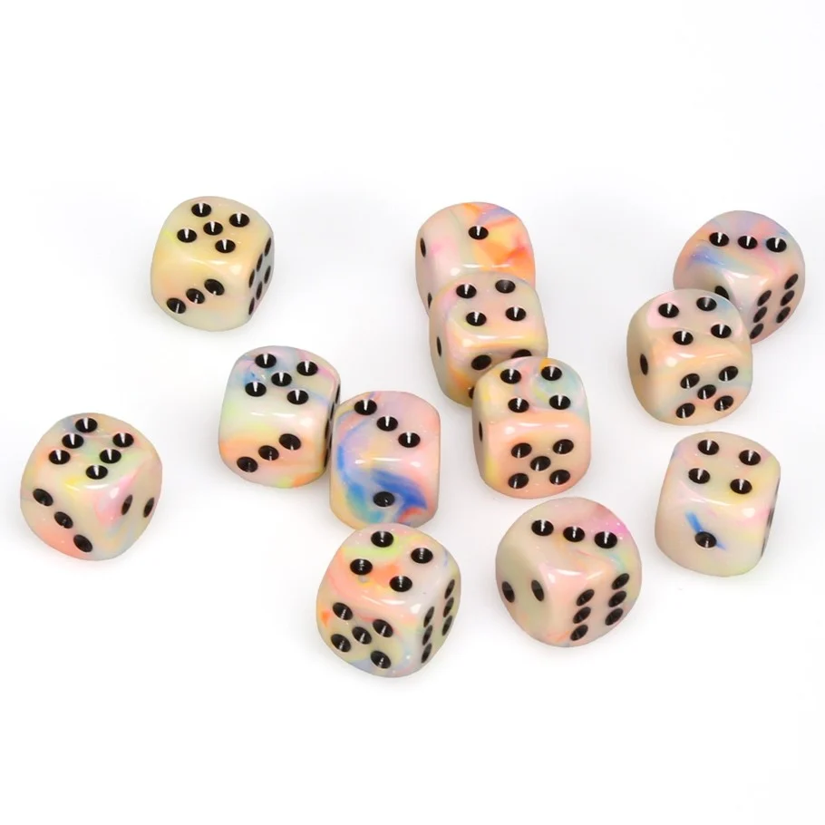 CHX27642 Festive 16mm d6 Circus/black Dice Block Chessex