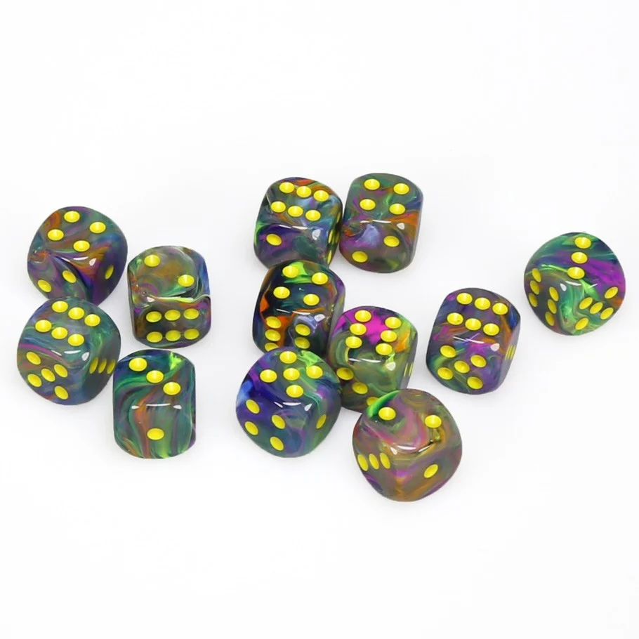 CHX27649 Festive 16mm d6 Rio/yellow Dice Block Chessex