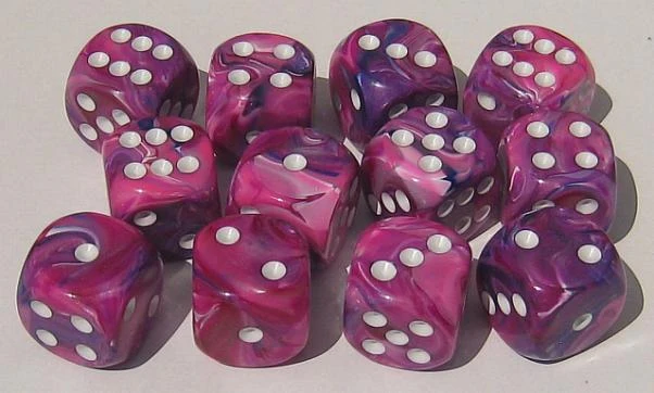CHX27657 Festive 16mm d6 Violet/white Dice Block Chessex