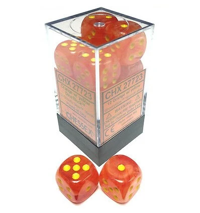 CHX27723 Ghostly Glow 16mm d6 Orange/yellow Dice Block Chessex