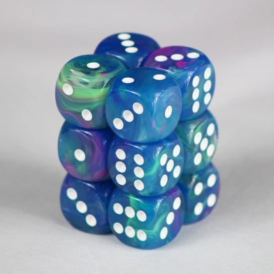 CHX27746 Festive 16mm d6 Waterlily wh Dice Block Chessex