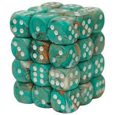 CHX27803 Marble 12mm d6 Oxi-CP wh Dice Block Chessex