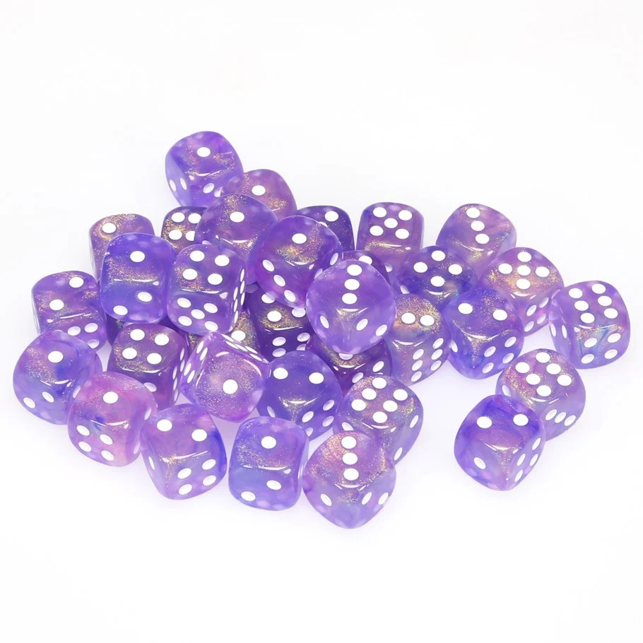 CHX27807 Borealis 12mm d6 Purple/white Dice Block Chessex