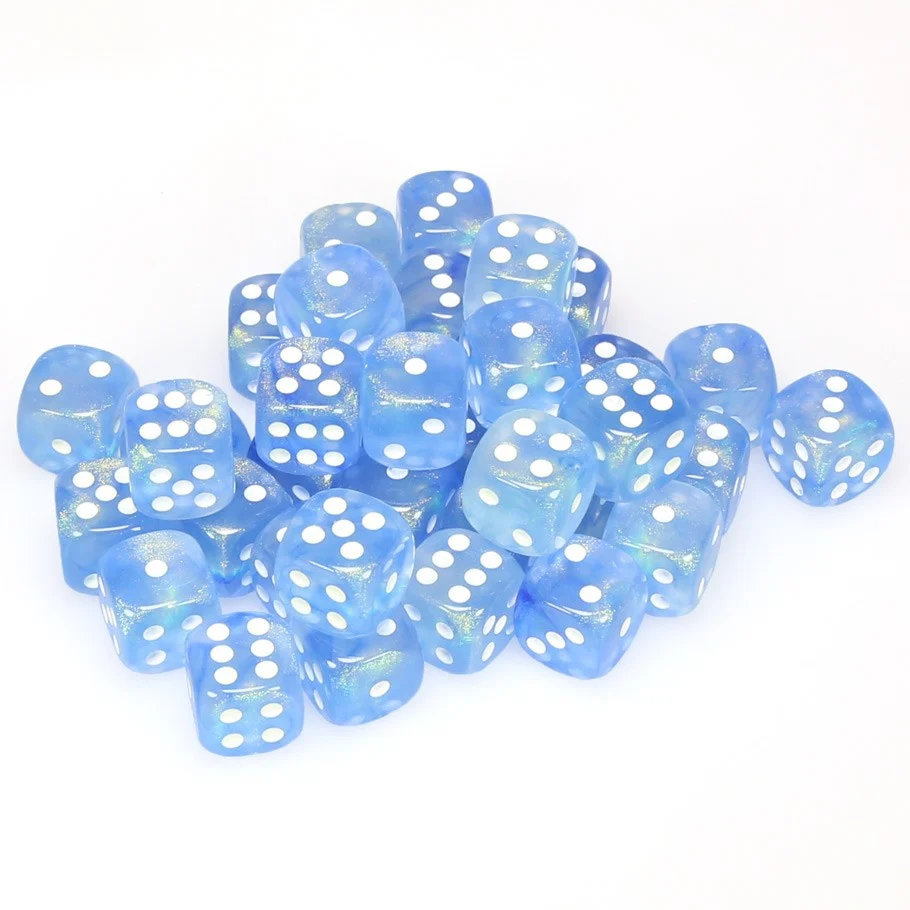 CHX27986 Borealis 12mm d6 Sky Blue/white Dice Block Chessex