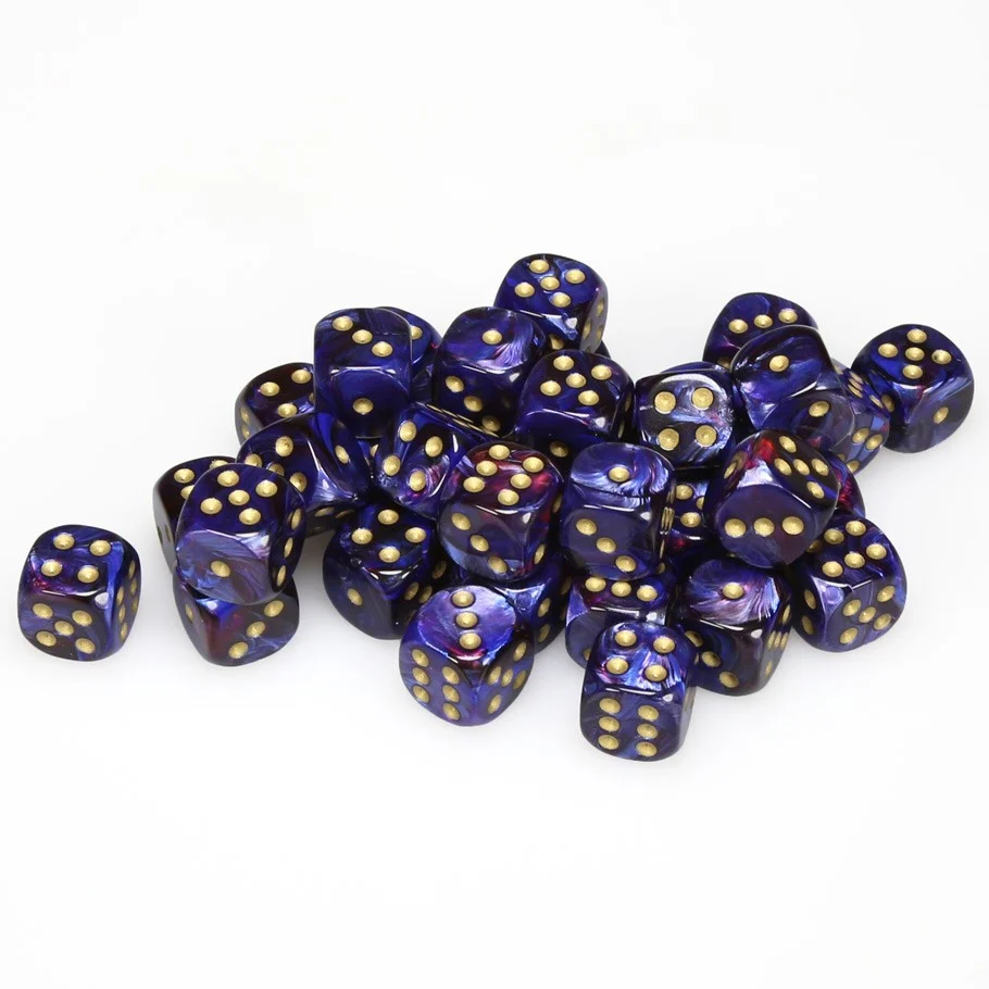 CHX27827 Scarab 12mm d6 Royal Blue/gold Dice Block Chessex