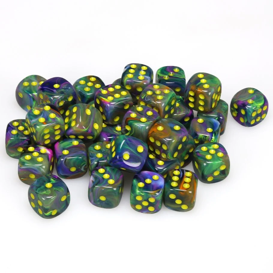 CHX27849 Festive 12mm d6 Rio/yellow Dice Block Chessex