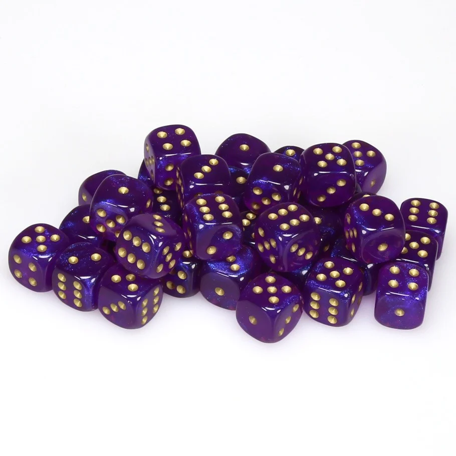 CHX27987 Borealis 12mm d6 Royal Purple/gold Dice Block Chessex
