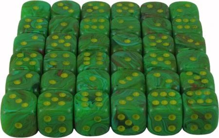 CHX27915 Vortex 12mm d6 Slime/yellow Dice Block Chessex
