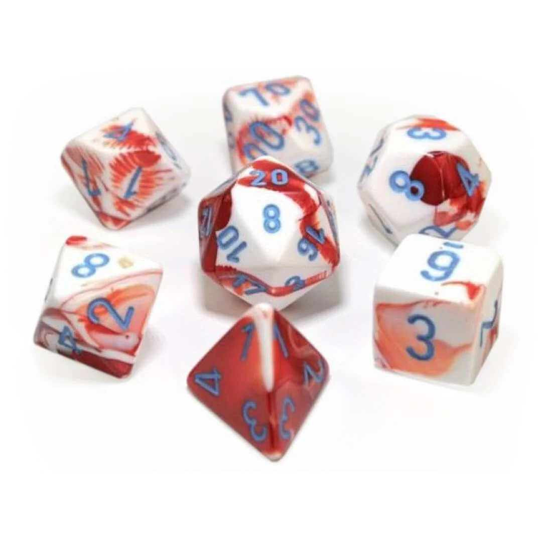 CHX30022 Lab Dice Gemini Polyhedral Red-White/Blue 7-Die Set Chessex