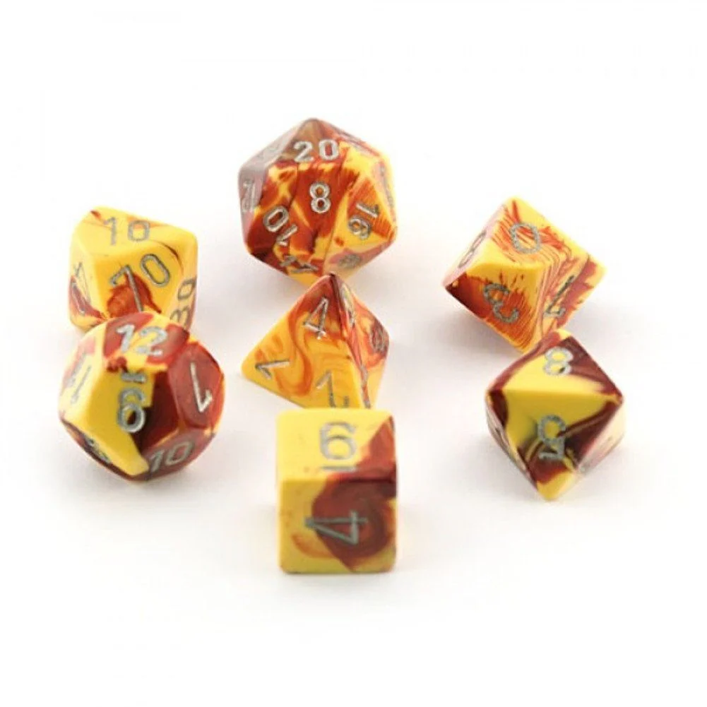 CHX30024 Lab Dice Gemini Polyhedral Translucent Red-Yellow/Gold 7-Die Set Chessex