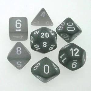 CHXLE431 Frosted Polyhedral Smoke/white 7-Die Set (with Tens 10 die Chessex