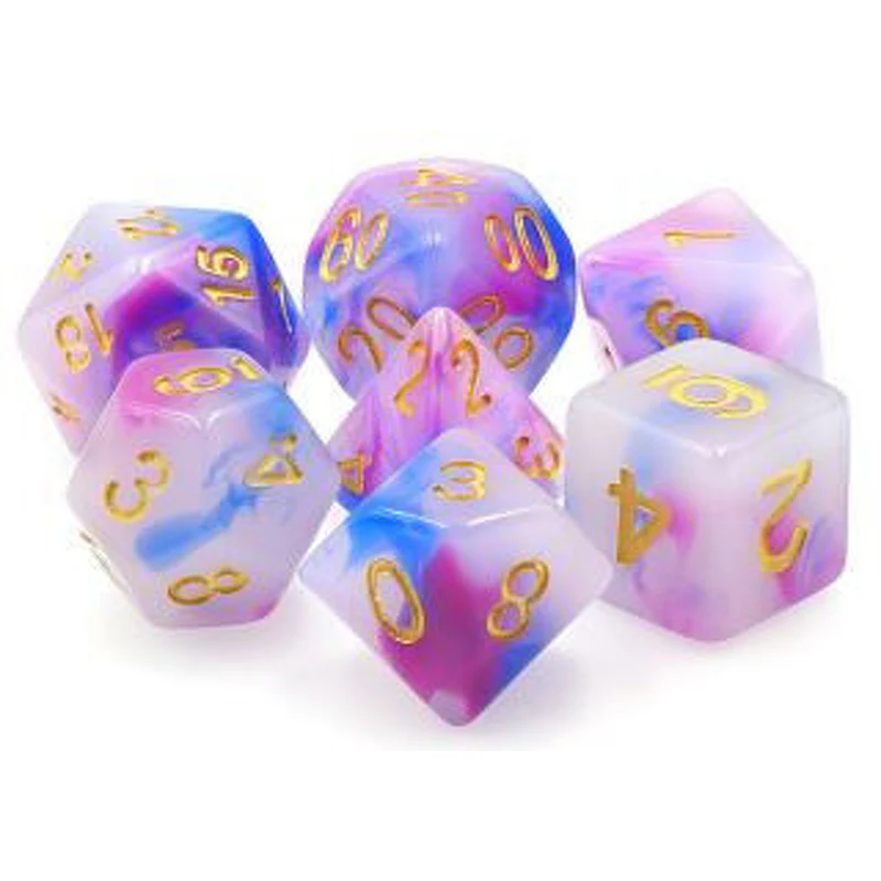 Dark Blue, Purple Jade - Opaque - Prophetic Vision - TMG RPG Dice Set of 7