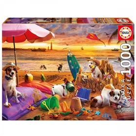 Dogs Playing At The Beach - 1000P