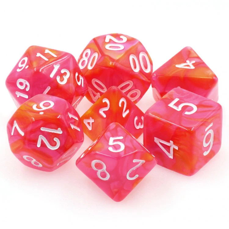 Dragons Blaze - Orange/Rose - Fusion - 7-Set TMG RPG Dice