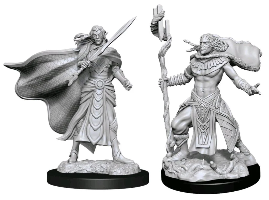 Elf Fighter and Elf Cleric - Magic the Gathering Unpainted Miniatures