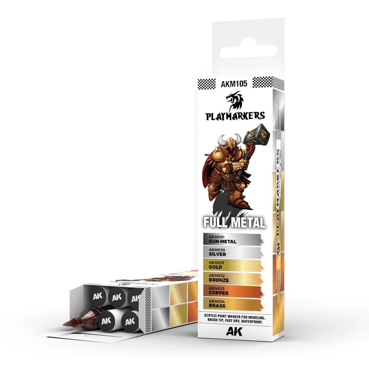 Full Metal - AK Interactive Playmarkers Set - 6  Colours