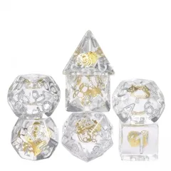 Gear Wheel Dice GOLD SILVER WHITE - Games World Dice