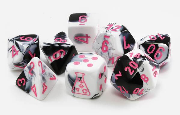 CHX30043 Gemini Black-White/Pink Chessex LabDice in Tube