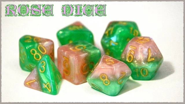 GKG512 - Rose - Halfsies - 7-Die Set Chessex