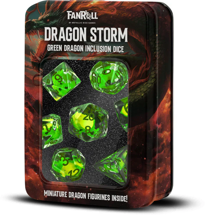 Green Dragon Storm Inclusion Resin MDG Dice Set