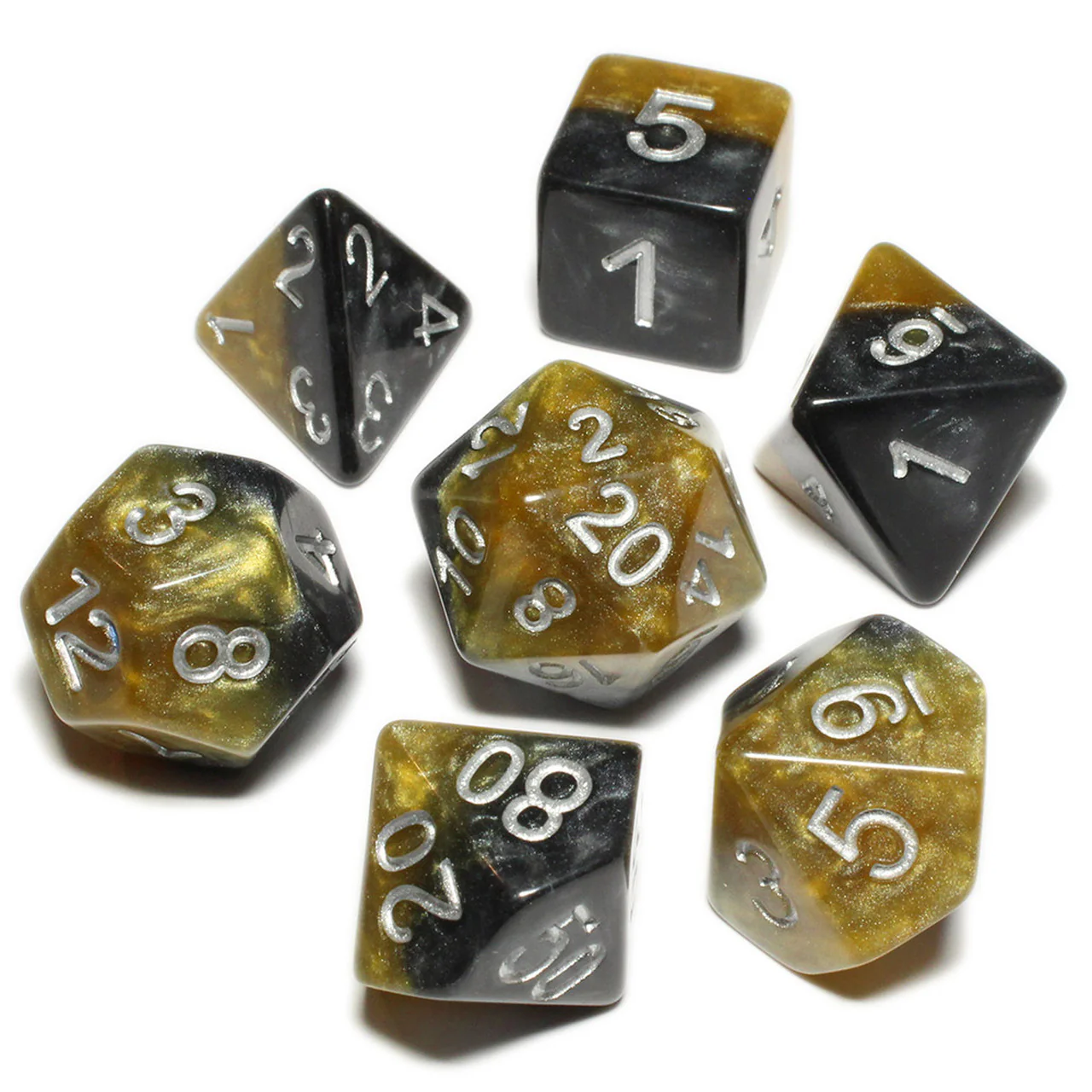 Halfsies Dice - DaVinci 7 Dice Polyhedral Set