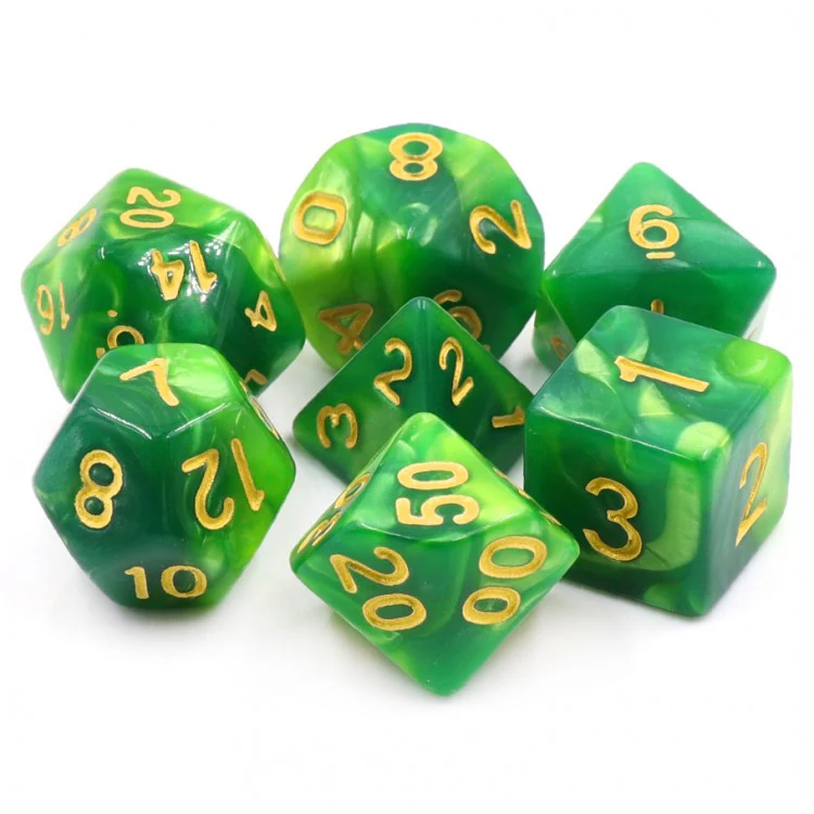 Lichs Aura - Green - Fusion - 7-Set TMG RPG Dice