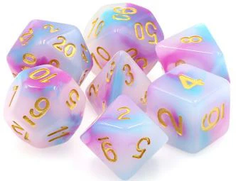 Light Blue, Purple Jade - Opaque - Serendipity - TMG RPG Dice Set of 7