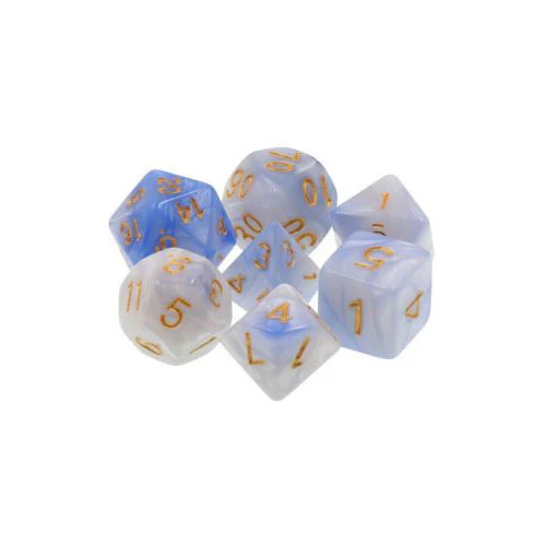 Light Blue/ White Fusion - Opaque - Sailors Vision - TMG RPG Dice Set of 7