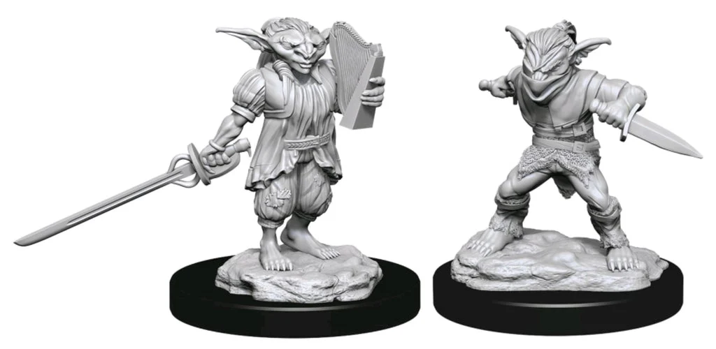 Goblin Male Rogue & Goblin Female Bard - D&D Nolzurs Marvelous Unpainted Miniatures