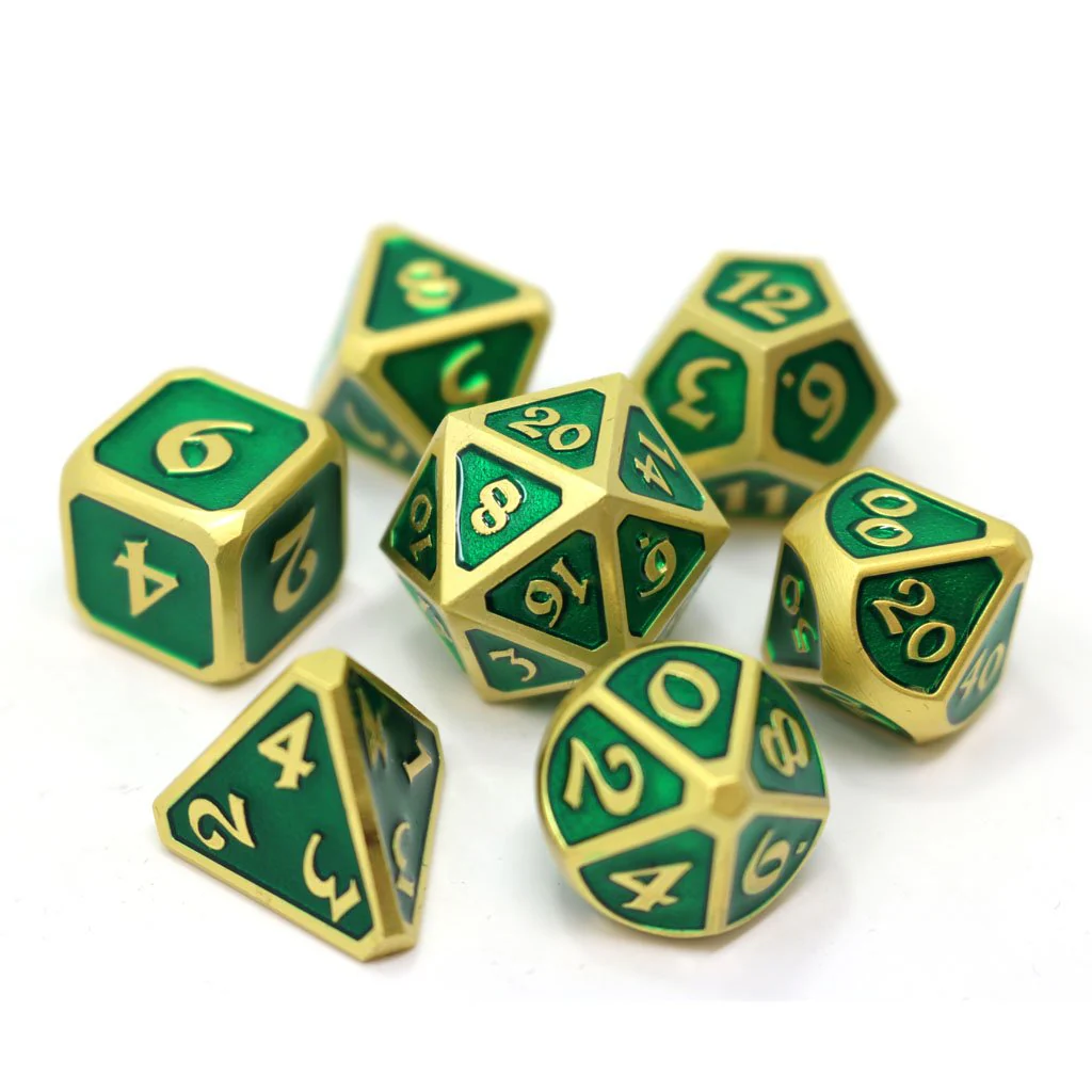 Mythical Satin Green/Gold  - Die Hard Dice Metal Set Polyhedral