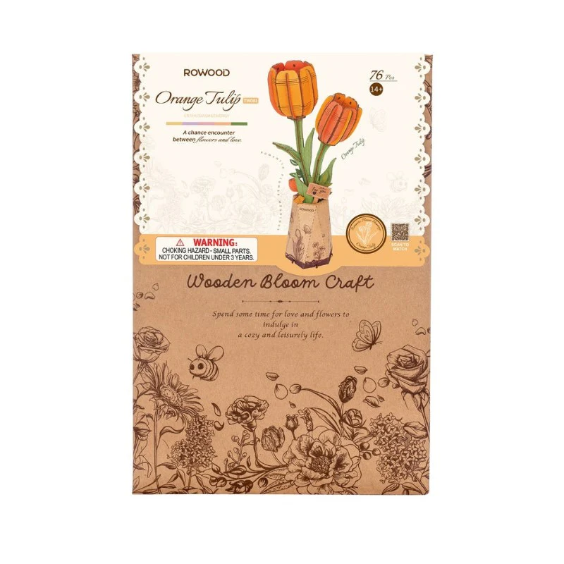 Orange Tulip Wood Bloom - Image 2