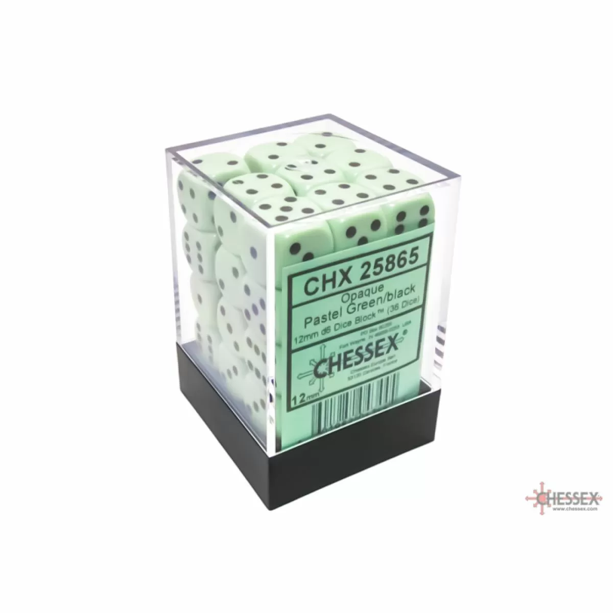 Pastel Green/Black 12mm D6 Block of 36