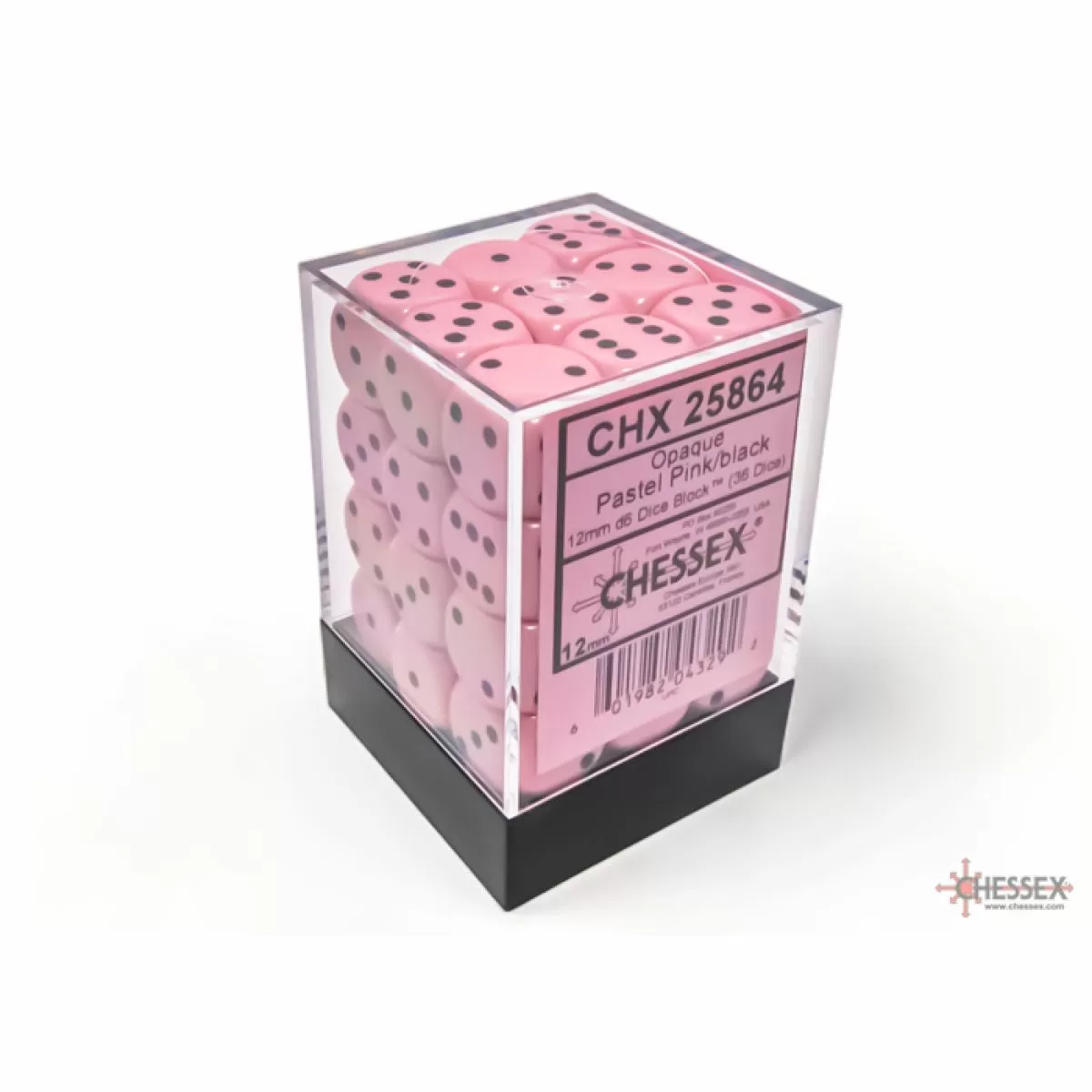 Pastel Pink/Black 12mm D6 Block of 36