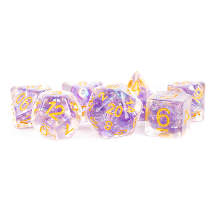 Pearl Purple with Gold Numbers - Dice Set