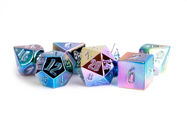 Rainbow Aegis Uninked - MDG Aluminum Plated Acrylic Polyhedral Dice Set 16mm