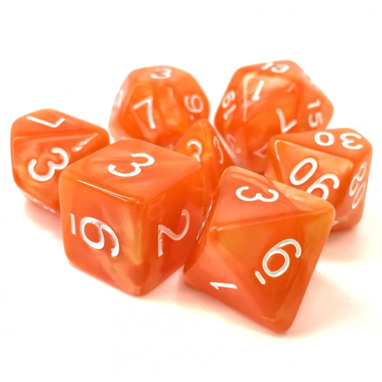 Sandman Sunrise - Orange Pearl - Opaque - 7-Set TMG RPG Dice