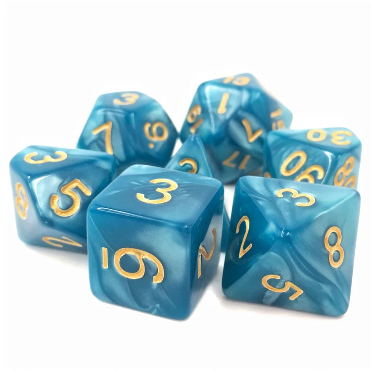 Sleepy Sky - Blue Pearl - Opaque - 7-Set TMG RPG Dice