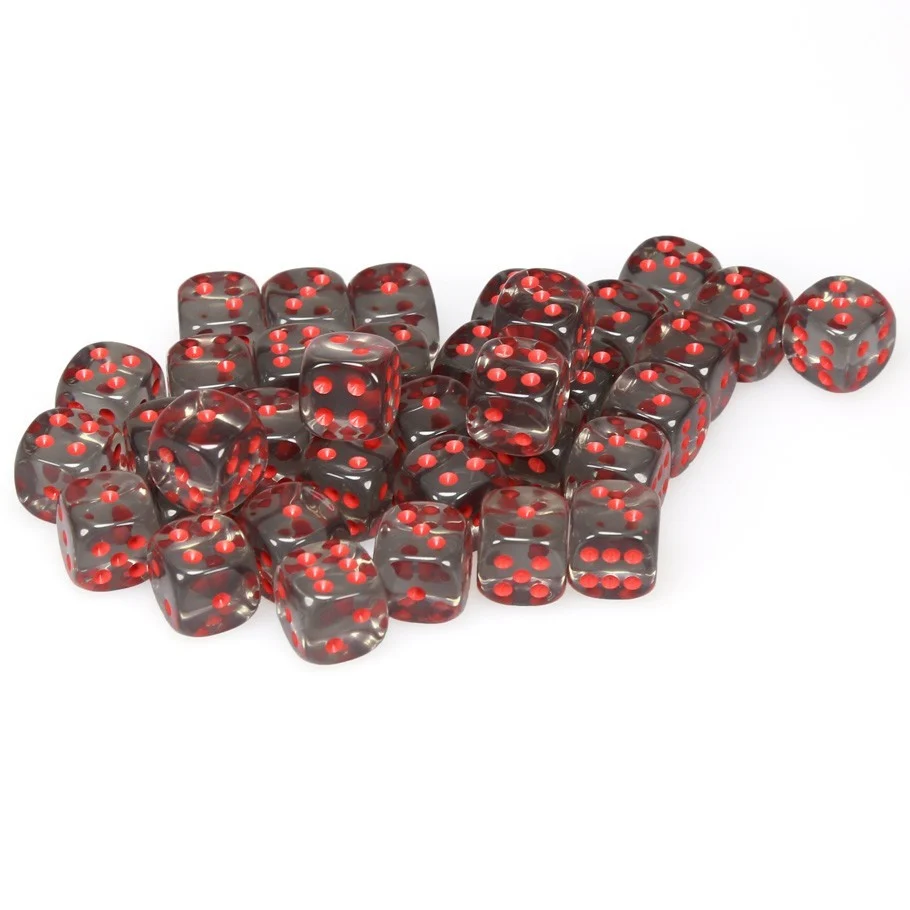 CHX23818 Smoke/Red Trans - 12mm D6 block of 36